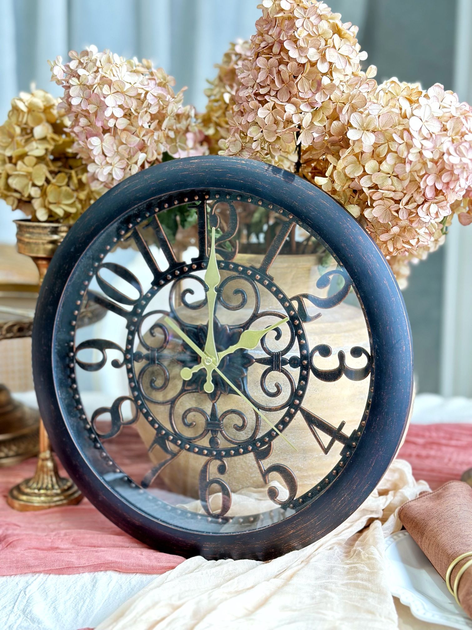 Hampton Distressed Black Wall Clock