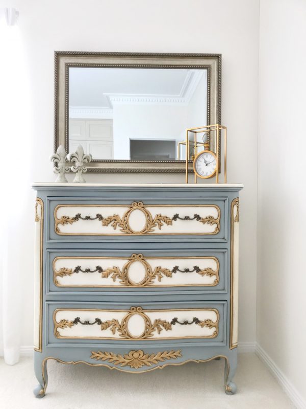 French Vintage Duck Egg Blue Chest Of Drawers I Rococo Decor