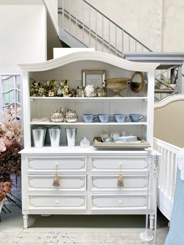 White Cottage Shabby Chic Hutch I Rococo Decor