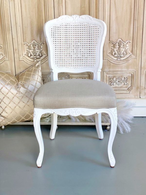 Belle Provincial Cane Back Antique White Occasional Chair I Rococo Decor