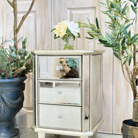 mirrored antique bedside tables