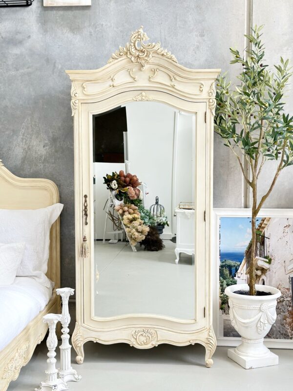 Elodie French Provincial Single Mirrored Door Armoire