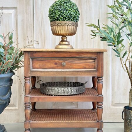 Francois Rattan Antique Brown Bedside Table