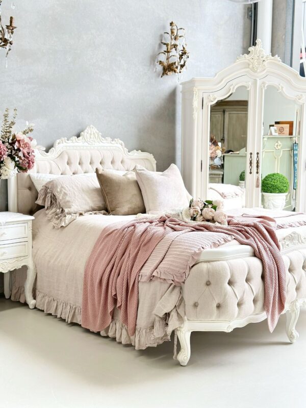 Shabby Chic Diamond Tufted French Bed