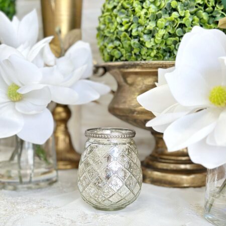 Antique Mercury Glass Tea Light Candle Holder