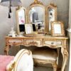 Aureliana Provincial Tri Fold Mirrored Back Dressing Table and Stool