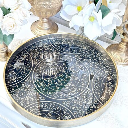 Black and Gold Motif Decorative Tray
