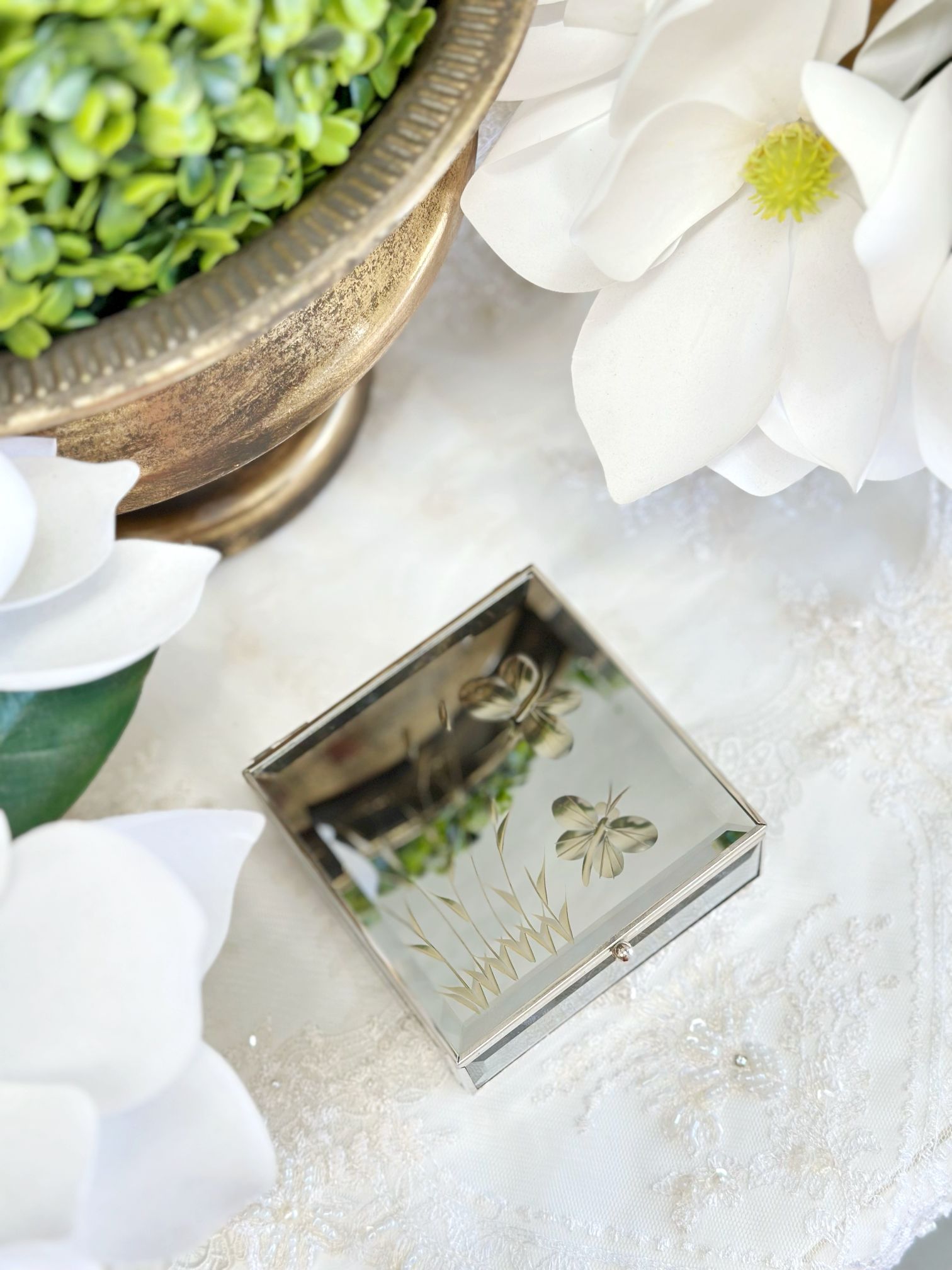 Butterfly Glass Box Jewellery Box Rococo Decor