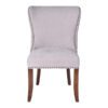 Charleston Button Back Dining Chair in Grey Linen with Maron Legs