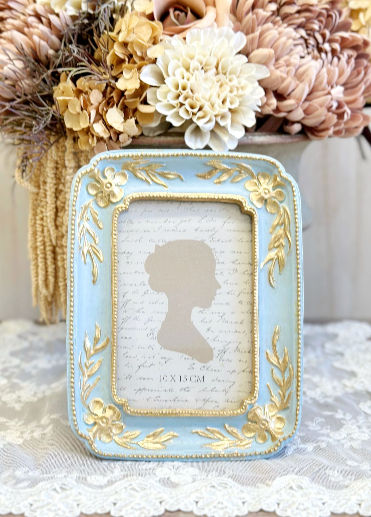 Dollison Blue Gold Photo Frame Rococo Decor