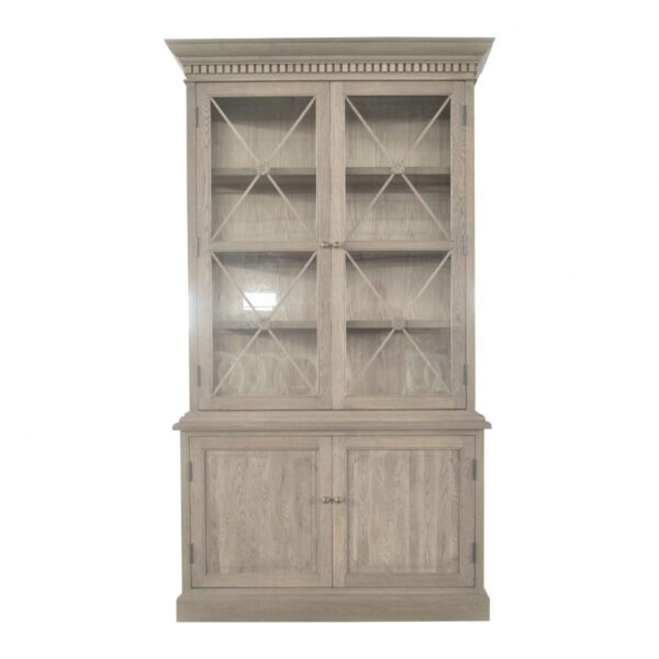 French Double Door Sideboard and Hutch Weathered Oak