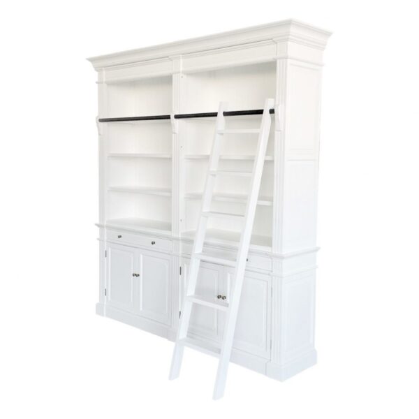 French Library Two Bay Bookcase Matt White - Image 2