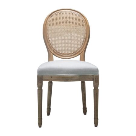 French Rattan Back Side Chair Natural Oak