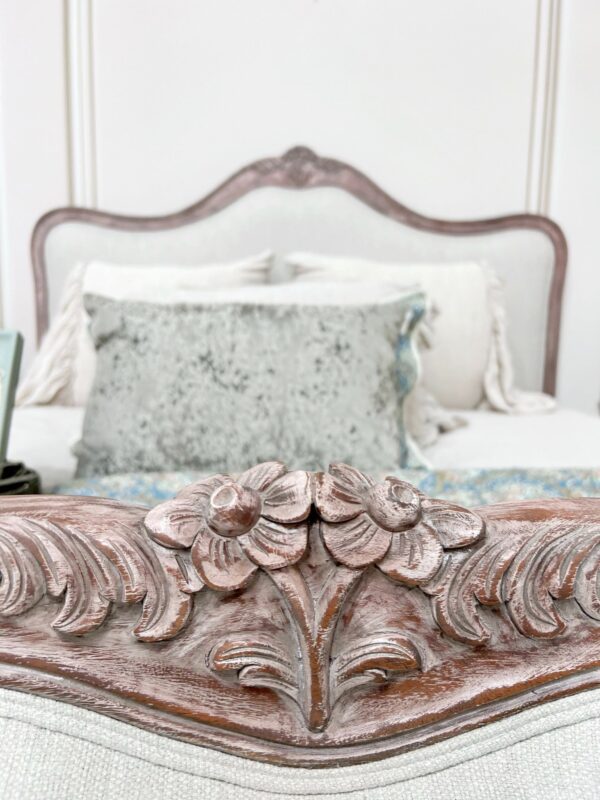 Genevieve Upholstered Washed Brown Bed - Image 3