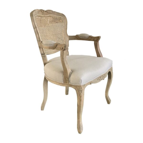 Jasie Rattan Back Fabric Oak Armchair