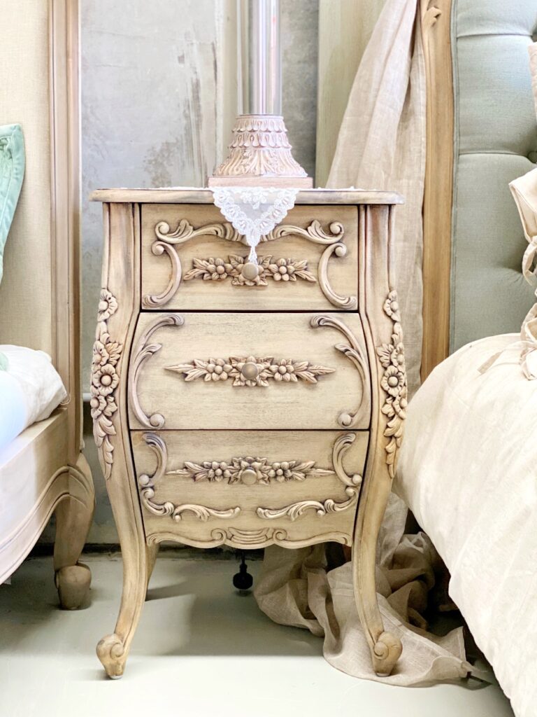Joutel Aged Sand French Bedside Table Rococo Decor