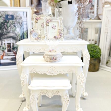 Juliette Antique White Trio Nesting Side Table Set