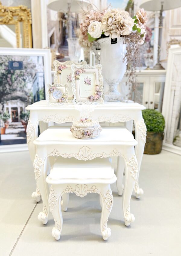 Juliette Antique White Trio Nesting Side Table Set