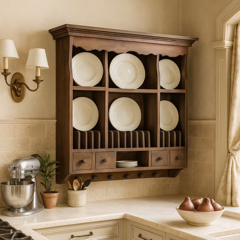 French Storage Rack Kitchen Lilou French Country Wall Mounted Rack Brown | Rococo Decor