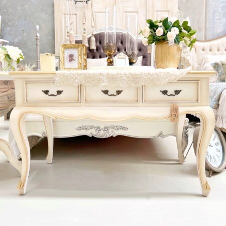 Marceau French Cream and Gold Scalloped Apron Desk