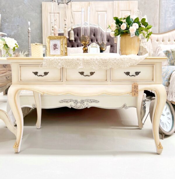 Marceau French Cream and Gold Scalloped Apron Desk