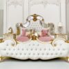 Monique Eloquence Mirrored Back Tufted French Upholstered Bed