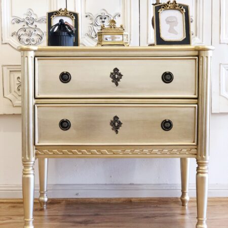 Montreal Antique Gold Bedside Table