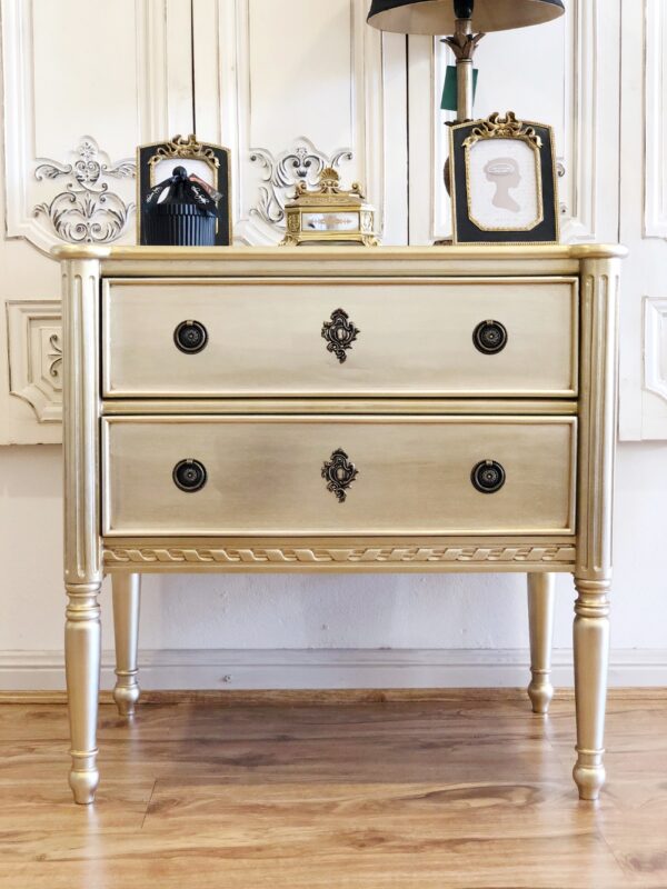 Montreal Antique Gold Bedside Table
