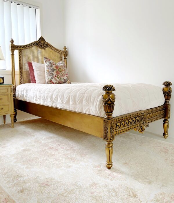 Natalia Gold Rattan Low Footboard Luxury Bed - Image 4