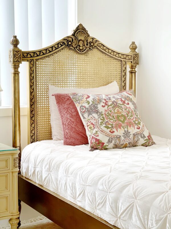 Natalia Gold Rattan Low Footboard Luxury Bed - Image 2