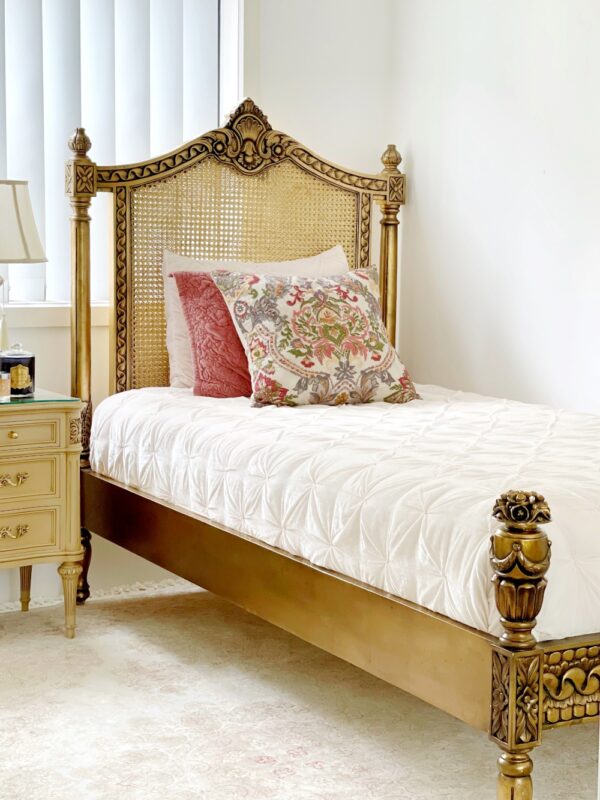 Natalia Gold Rattan Low Footboard Luxury Bed