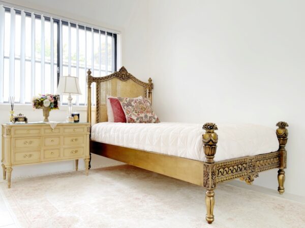 Natalia Gold Rattan Low Footboard Luxury Bed - Image 11