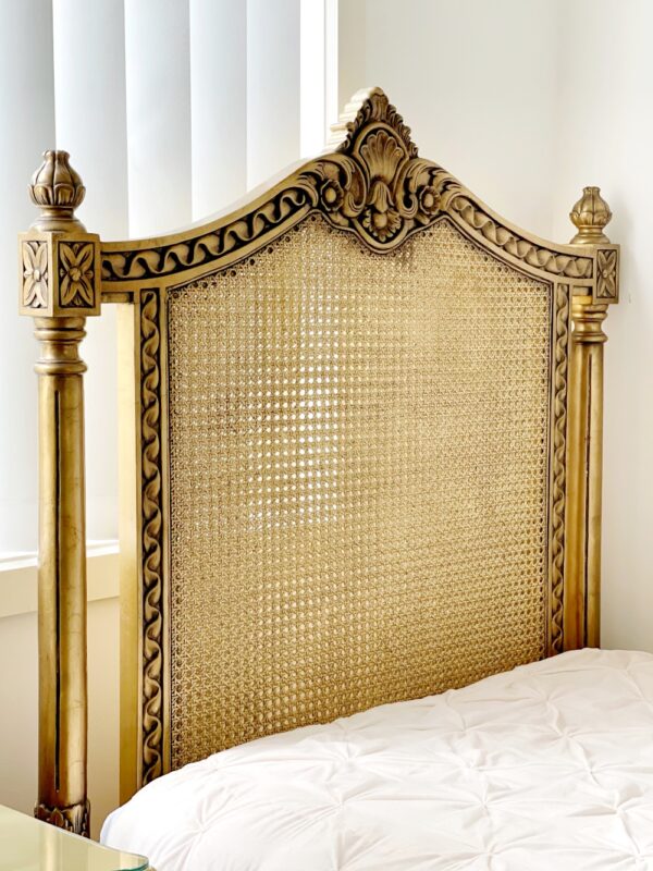 Natalia Gold Rattan Low Footboard Luxury Bed - Image 7