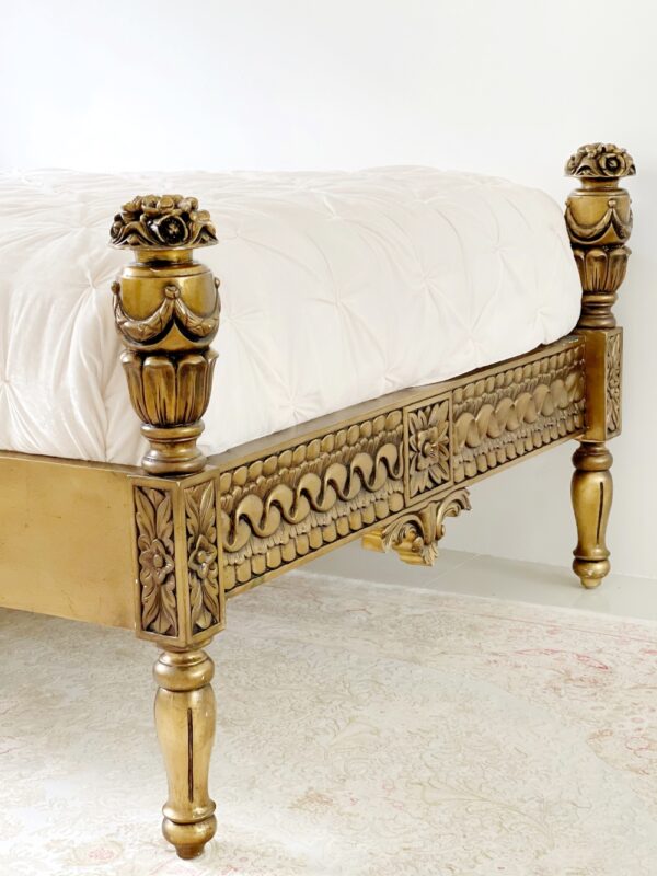 Natalia Gold Rattan Low Footboard Luxury Bed - Image 6