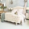 Nicolette Diamond Tufted Antique Cream French Bed