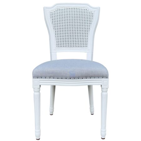 Olivia Rattan Back White Dining Chair