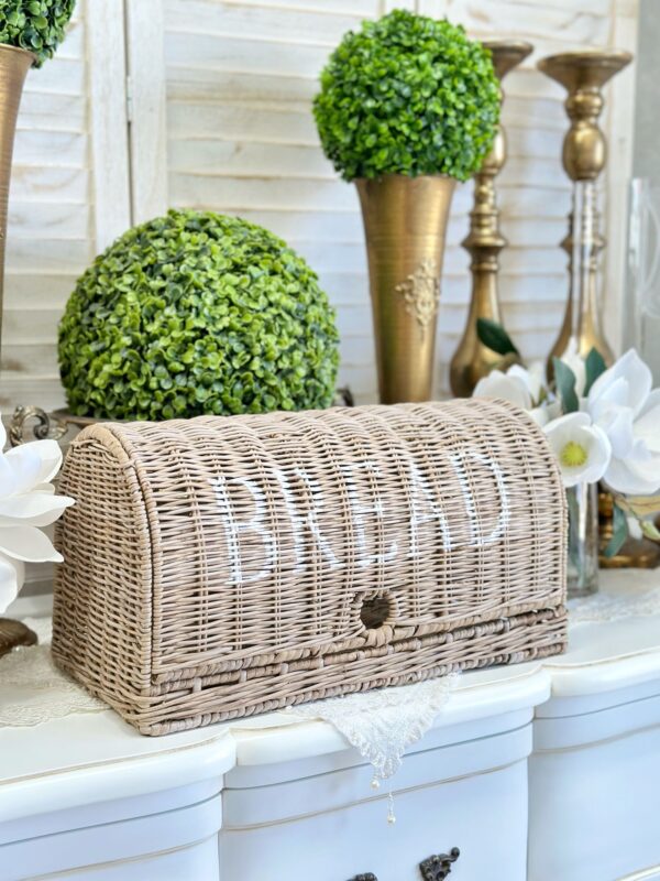 Rustic Rattan Bread Box Rococo Decor