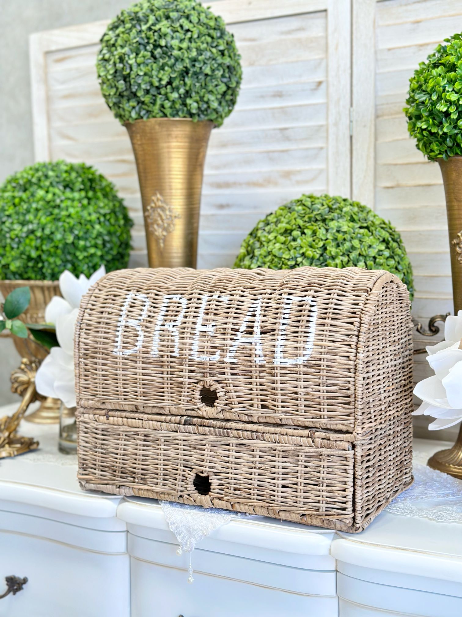 Rustic Rattan Bread Box Double - Image 3