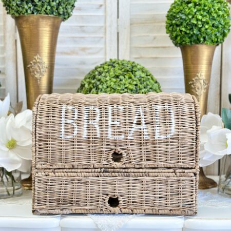Rustic Rattan Bread Box Double
