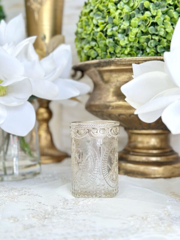 Vintage Glass and Metal Tealight Candle Holder