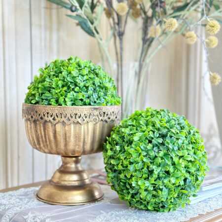 20cm Faux Boxwood Topiary Ball Emerald Green