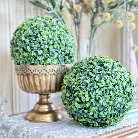 25cm Faux Boxwood Topiary Ball Forest Green