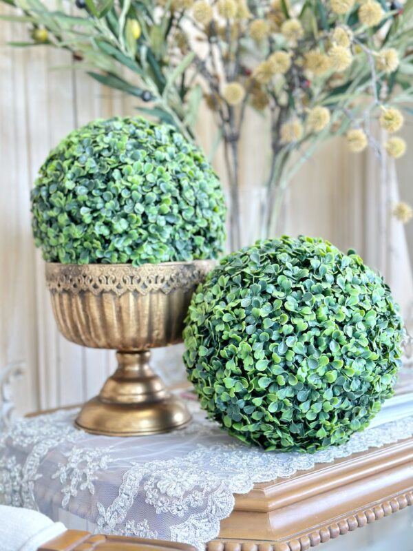 25cm Faux Boxwood Topiary Ball Forest Green