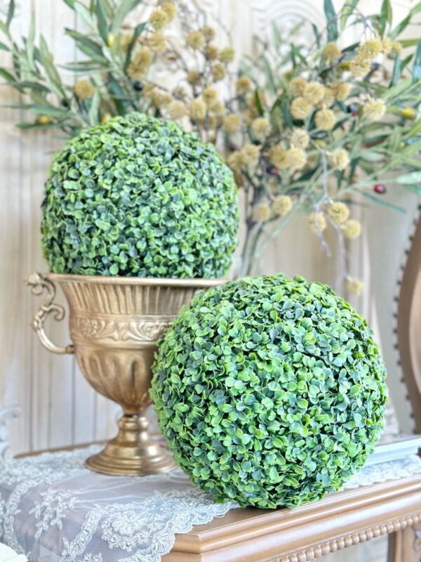 32cm Faux Boxwood Topiary Ball Forest Green