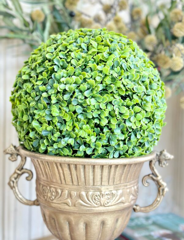 32cm Faux Boxwood Topiary Ball Pear Green - Image 2