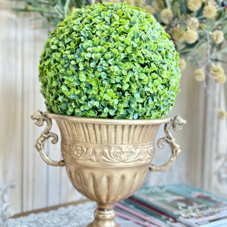 32cm Faux Boxwood Topiary Ball Pear Green
