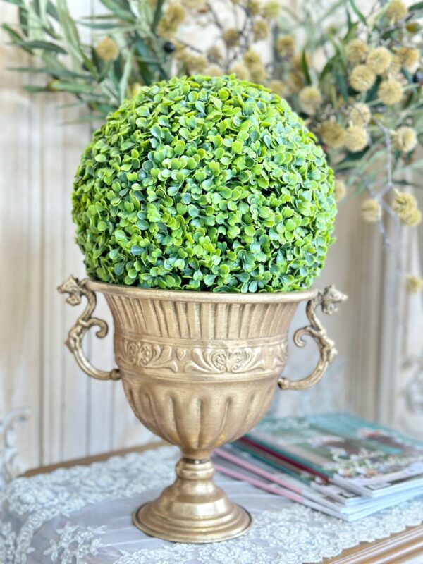 32cm Faux Boxwood Topiary Ball Pear Green