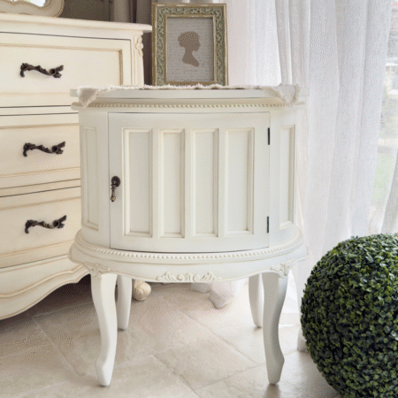 Coquette Antique White Bedside Table