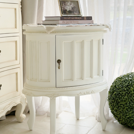 Coquette Antique White Bedside Table