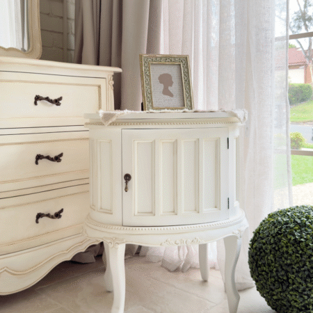 Coquette Antique White Bedside Table